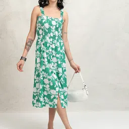 Vishudh Floral Print A-Line Midi Dress-image-46