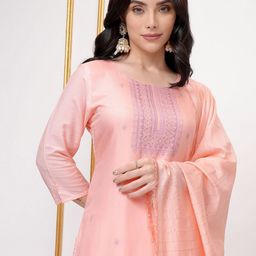 Vishudh Ethnic Motifs Woven Design Round Neck Regular Kurta With Trouser With Dupatta image 5