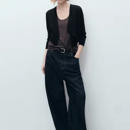 MANGO Collarless Front-Open Asymmetric Crop Sweater image 5