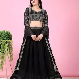 Delice Embellished Sequinned Georgette Ready To Wear Lehenga & Jacket-picture-44