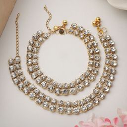 ANIKAS CREATION Gold-Plated Kundan Anklet-image-78