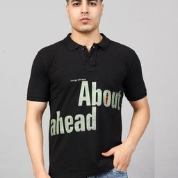 MEGHZ Men Typography Printed Polo Collar Slim Fit T-shirt-image-81