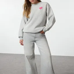 Trendyol Women Typography Printed Pullover Sweatshirt-image-100