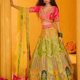 Koskii Embellished Mirror Work Ready to Wear Lehenga & Blouse With Dupatta-picture-14