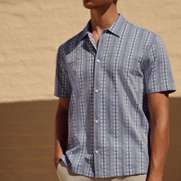 NEXT Woven Design Striped Pure Cotton Shirt-picture-1