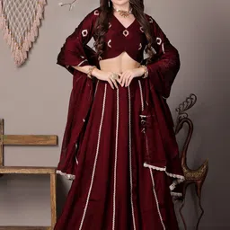 Ethnovog Embellished Sequinned Ready to Wear Lehenga & Blouse With Dupatta-2