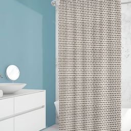 ArtzFolio Black & Off White Printed Water Proof Shower Curtain-12