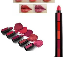 SUNISA 5-In-1 Waterproof Long-Lasting Matte Bullet Lipstick- 17.5 g- Red-Coral-Purple-23