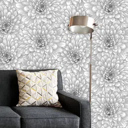 ArtzFolio Printed UV-Resistant Anti-Bacterial Black And White Dahlia Peel & Stick Wallpaper-79