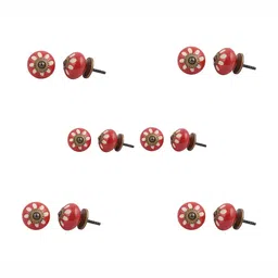 Indianshelf 6-Pcs Red & White Printed Ceramic Knob-image-36