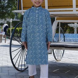 Stuffie Land Boys Ethnic Motifs Embroidered Regular Pure Cotton Kurta with Pyjamas-25
