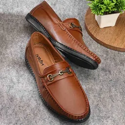 IVRAH Men Leather Slip On Formal Loafers-image-68