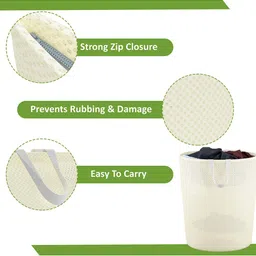 Kuber Industries 2-Pc Beige Reusable Durable Foldable Lightweight Laundry Bags With Handle image 4