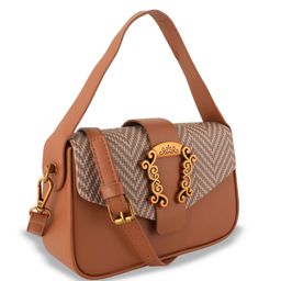 Flingo Checked PU Structured Handheld Bag with image 5
