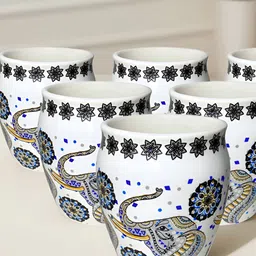 Ekaura Black & White 6 Pieces Printed Ceramic Matte Cups-19