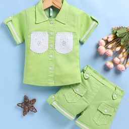 Toonyport Girls Self Design Shirt Collar Shirt with Shorts-picture-20