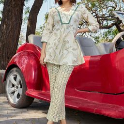 CORSICA Printed Pure Cotton Tunic & Trousers Co-Ord Set-image-95