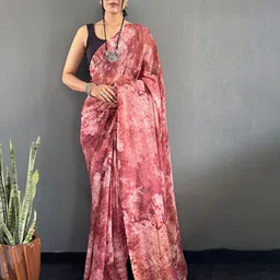 DIVASTRI Women Tie and Dye Pure Georgette Ready to Wear Saree-10