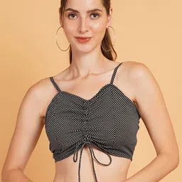 IX IMPRESSION Geometric Checked Crepe Bralette Crop Top-picture-13