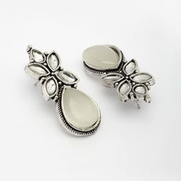 Anouk Silver Plated Artificial Stones Teardrop Shaped Drop Earrings image 3