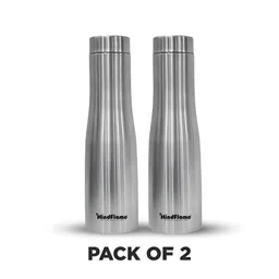 Hindflame Silver-Toned Set of 2 Stainless Steel Solid Single Wall Vacuum Water Bottle-14