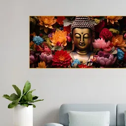nestroots Gold-Toned & Red 1 Piece Canvas Other Wall Paintings-picture-4