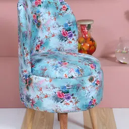 Shadowkart Blue & Pink Floral Printed Wooden Pouff Ottomans-10