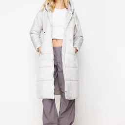 Trendyol Geometric Textured Hooded Longline Parka Jacket-picture-22