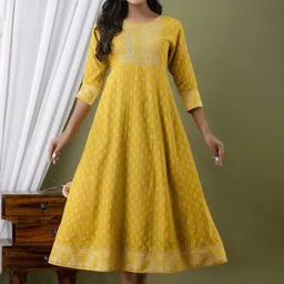 Jollity Floral Printed Mirror Work Anarkali Kurta-image-88