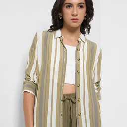 Honey by Pantaloons Women Striped Shirt Collar Shirt Style Top-image-37
