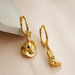 AQUASTREET 18K Gold Plated Boot and Hat Zircon Stones Studded Contemporary Drop Earrings-image-46
