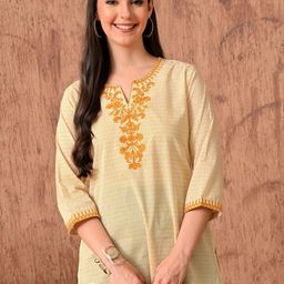 Anouk Rustic Floral Printed Notch Neck Pure Cotton Straight Kurta-picture-45