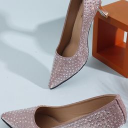 Denill Women Synthetic Peach Kitten Heel-image-14