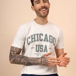 Cantabil Typography Printed Round Neck Short Sleeves Regular Fit T-shirt-image-62