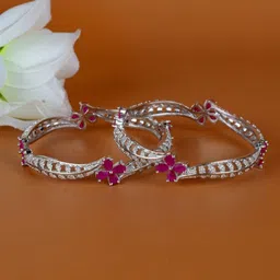 Zevarly Pack Of 2 Gold-Plated AD-Studded Bangles-15
