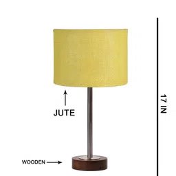 Aura Yellow & Steel Metal Cylindrical Shaped Table Lamp-10