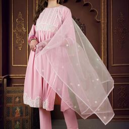 Sangria Embroidered Round -Neck Kurta, Trouser & Dupatta-picture-43