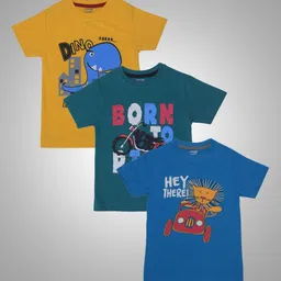 Dollar Champion Kidswear Boys Pack Of 3 Graphic Printed Round Neck Cotton T-Shirts-picture-37