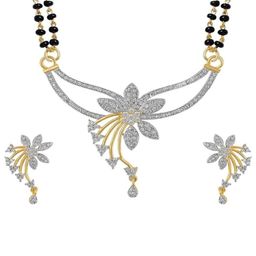 Jaimy Silver-Plated Artificial Stones Studded And Beaded Mangalsutra-image-50