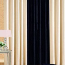 BELLA TRUE Black & Cream-Coloured 3 Pieces Window Curtains-image-98