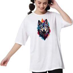 KAIDO Animal Printed Round Neck Drop-Shoulder Sleeves Cotton Oversized T-shirt-image-76