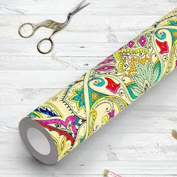 ArtzFolio Cream Colored & Yellow Printed UV Resistant Wallpaper-image-6