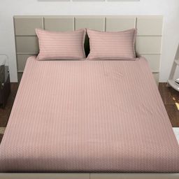 Arrabi Brown & Pink Floral Printed 310 TC King Fitted Bedsheet Set 2.54 m x 2.03 m-image-62
