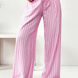 Outzidr Women Striped Wide Leg Drawstring Trousers-image-57