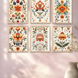 WALLLANE Brown & Green 6 Pieces Floral and Botanical Wooden Wall Paintings-image-78