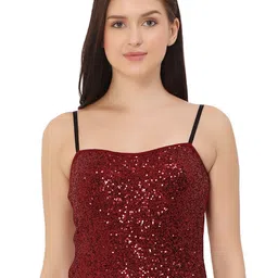 Glamoras Womens Shoulder Straps Embellished Top-42