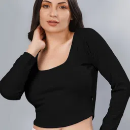 Plus Size Square Neck Fitted Crop Top-10