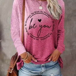KPOP Typography Printed Round Neck Long Sleeves Cotton Casual T-shirt-picture-10
