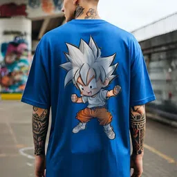 ANGERHOOD Graphic Goku Printed Drop-Shoulder Sleeves Oversized Cotton T-shirt-picture-0