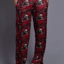 GO DEVIL Men Cotton Floral Printed Original Loose Fit High-Rise Joggers Trouser-image-66